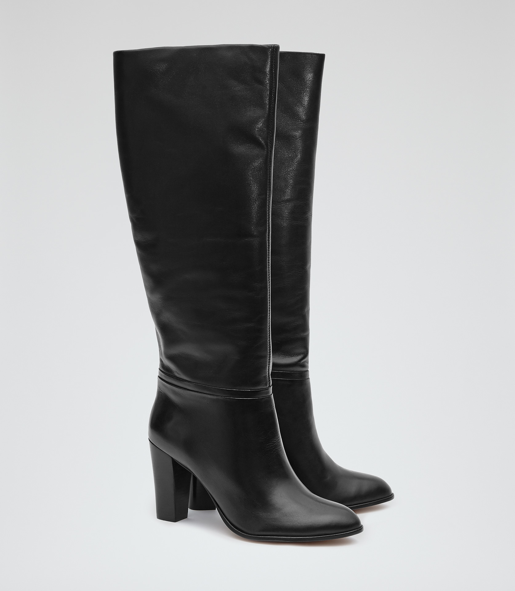 Reiss Andi Knee-high Leather Boots in Black - Lyst