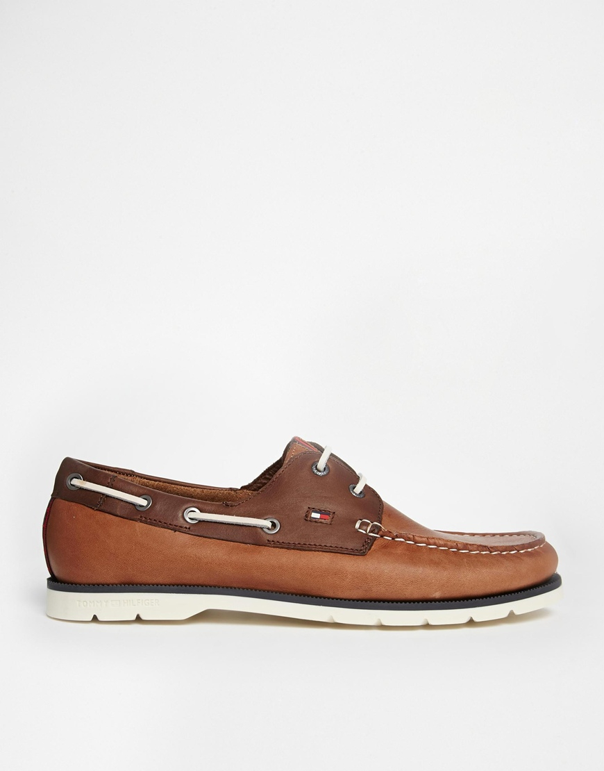 Tommy Hilfiger Nubuck Leather Boat Shoes in Tan (Brown) for Men | Lyst