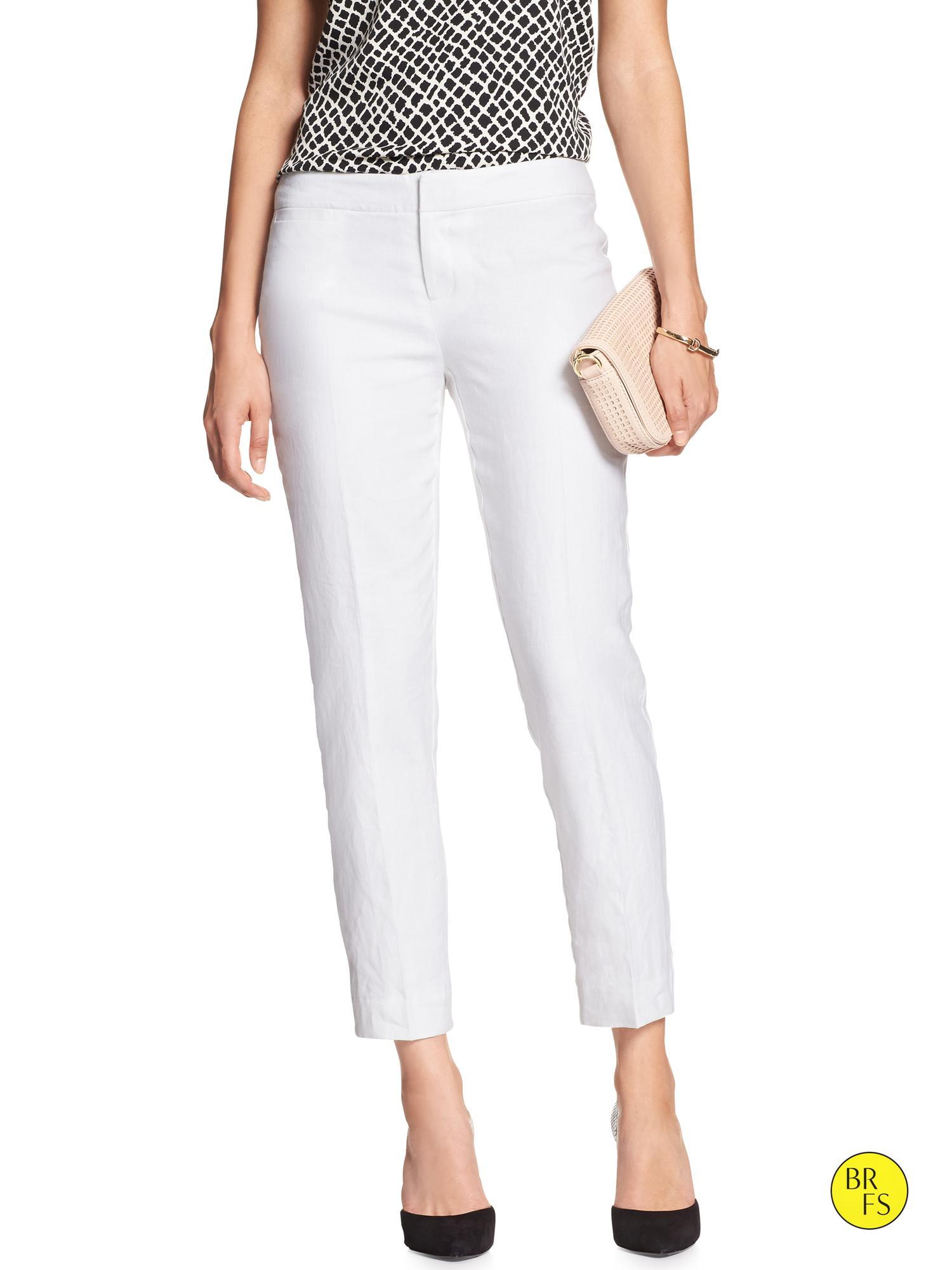 Banana Republic Factory Sloan-fit Slim-ankle Linen Pant in White - Lyst