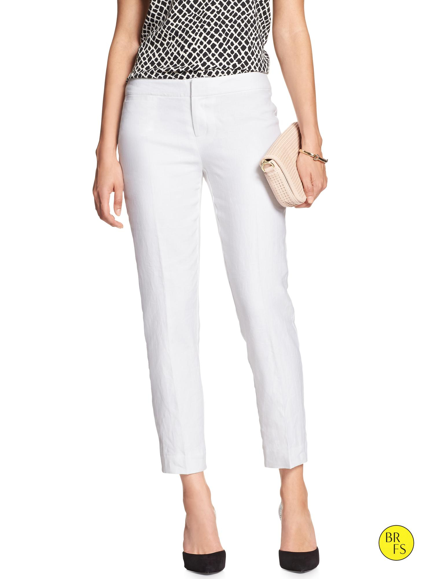 Banana Republic Factory Sloanfit Slimankle Linen Pant in White Lyst
