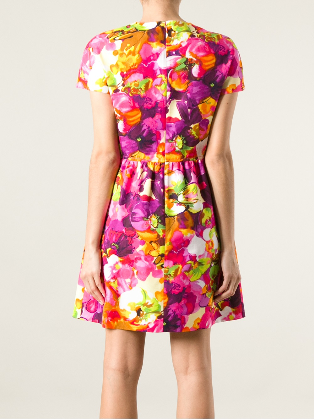 Lyst - Valentino Rose Print Flared Dress