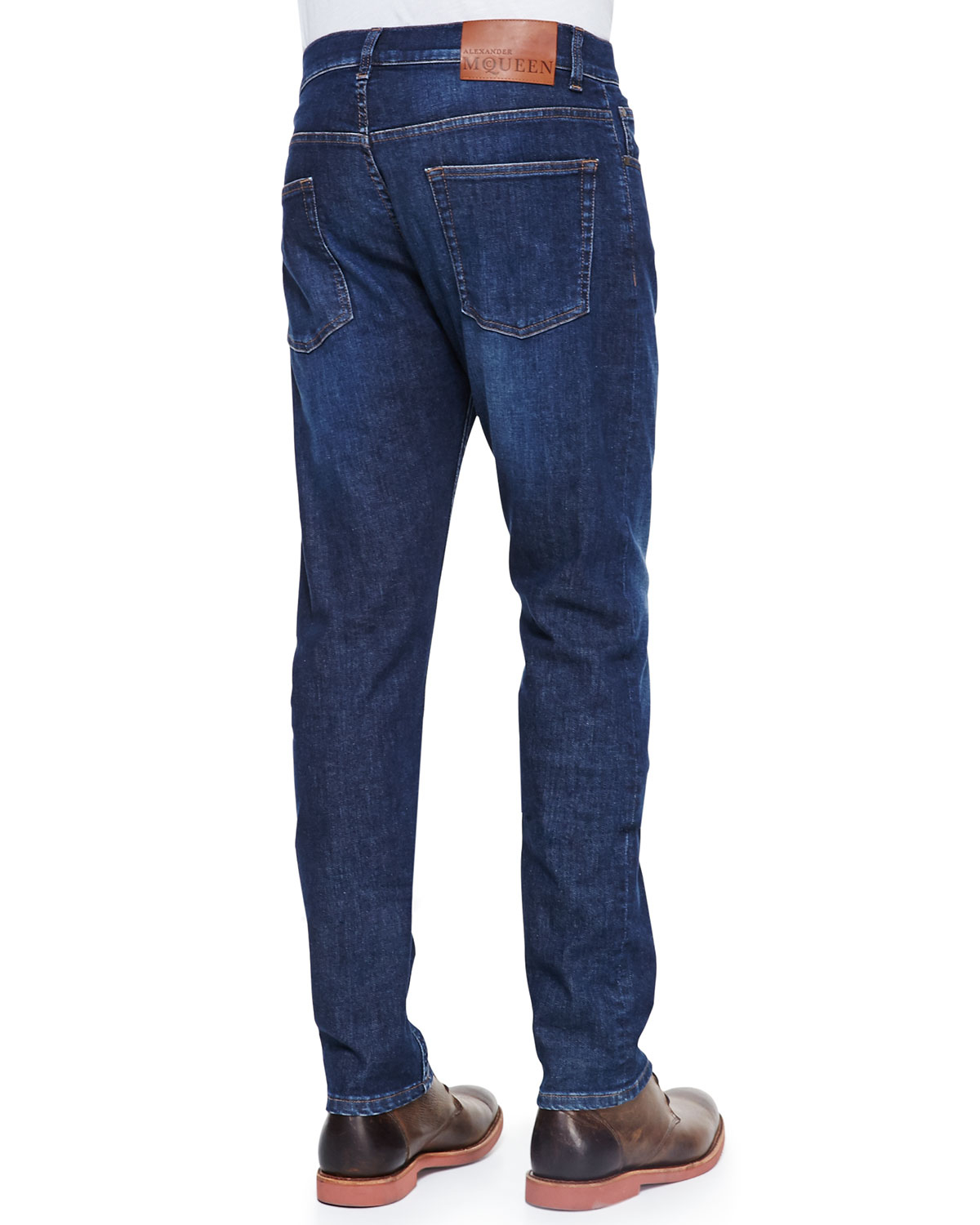Alexander mcqueen Stone-wash Stretch-denim Jeans in Blue for Men | Lyst