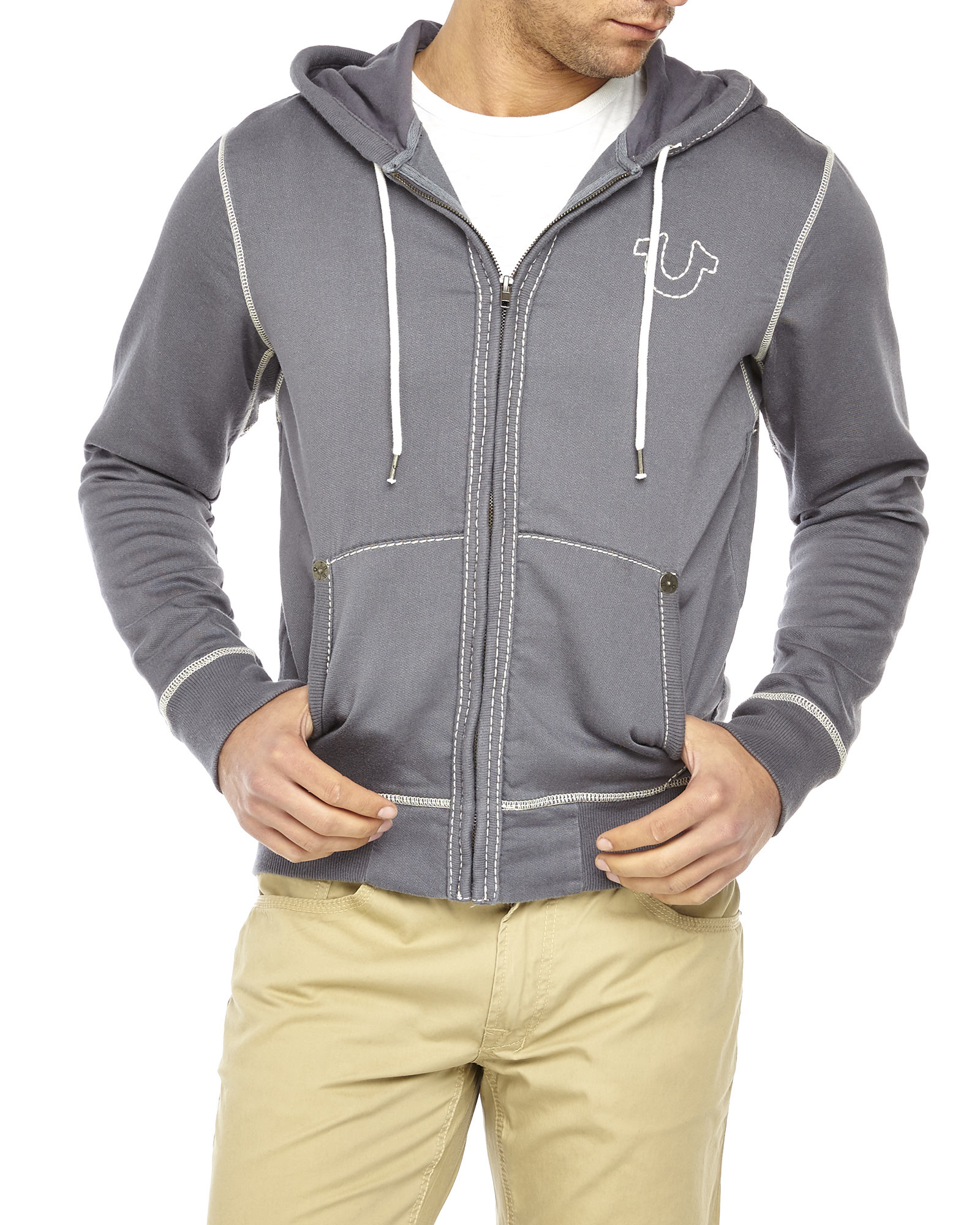 gray true religion hoodie