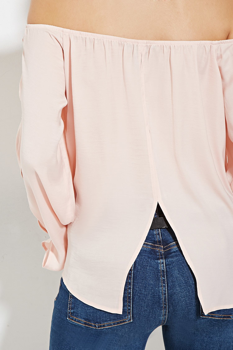 Forever 21 Satin Offtheshoulder Top in Light Pink (Pink) Lyst