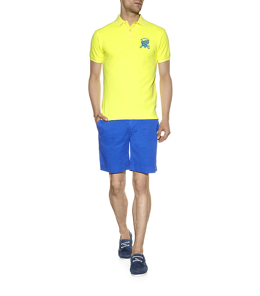 Polo ralph lauren Slim Fit Neon Crossed Mallet Polo Shirt in Yellow for