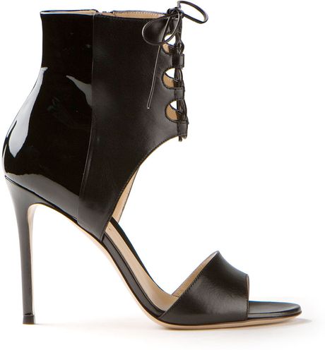 Gianvito Rossi Laceup Sandals in Black | Lyst