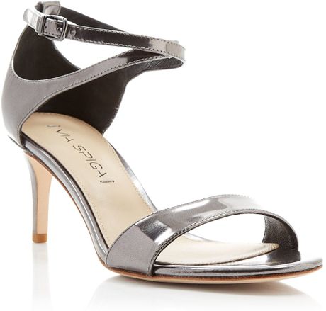 Via Spiga Ankle Strap Sandals - Leesa Mid Heel in Gray (Gunmetal) | Lyst