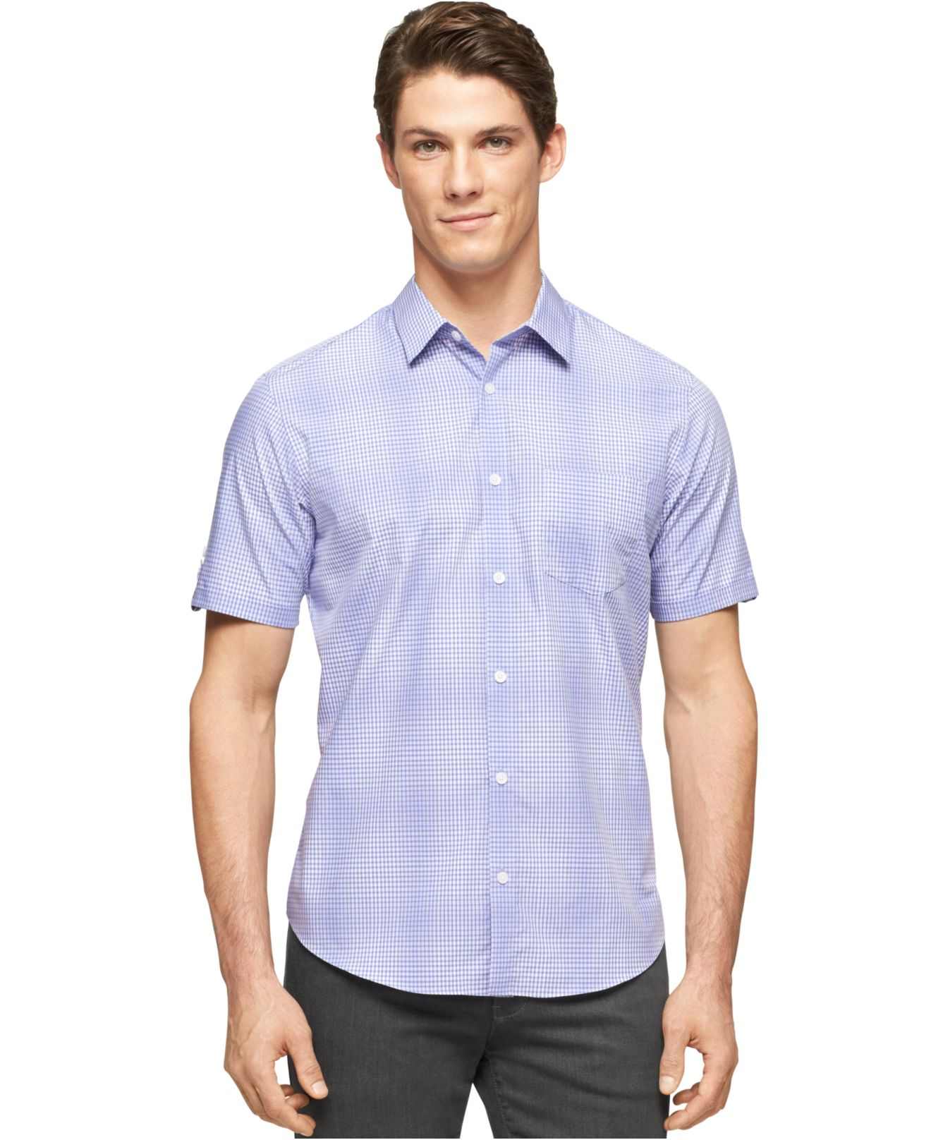 Lyst Calvin Klein Large Ombre Plaid Shirt in Blue for Men