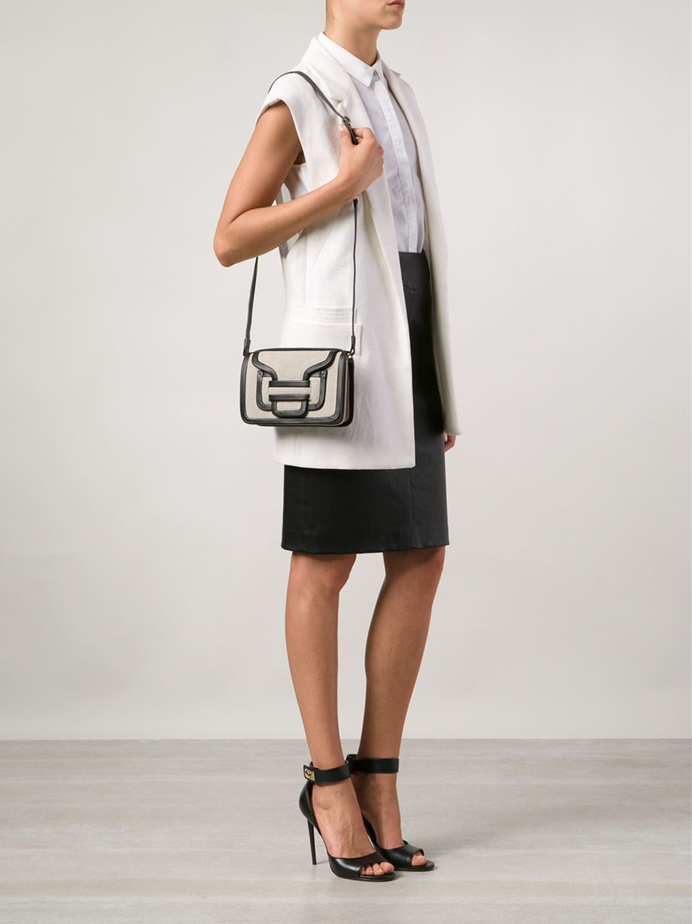 Pierre Hardy Alpha Leather and Linen Shoulder Bag in Black | Lyst