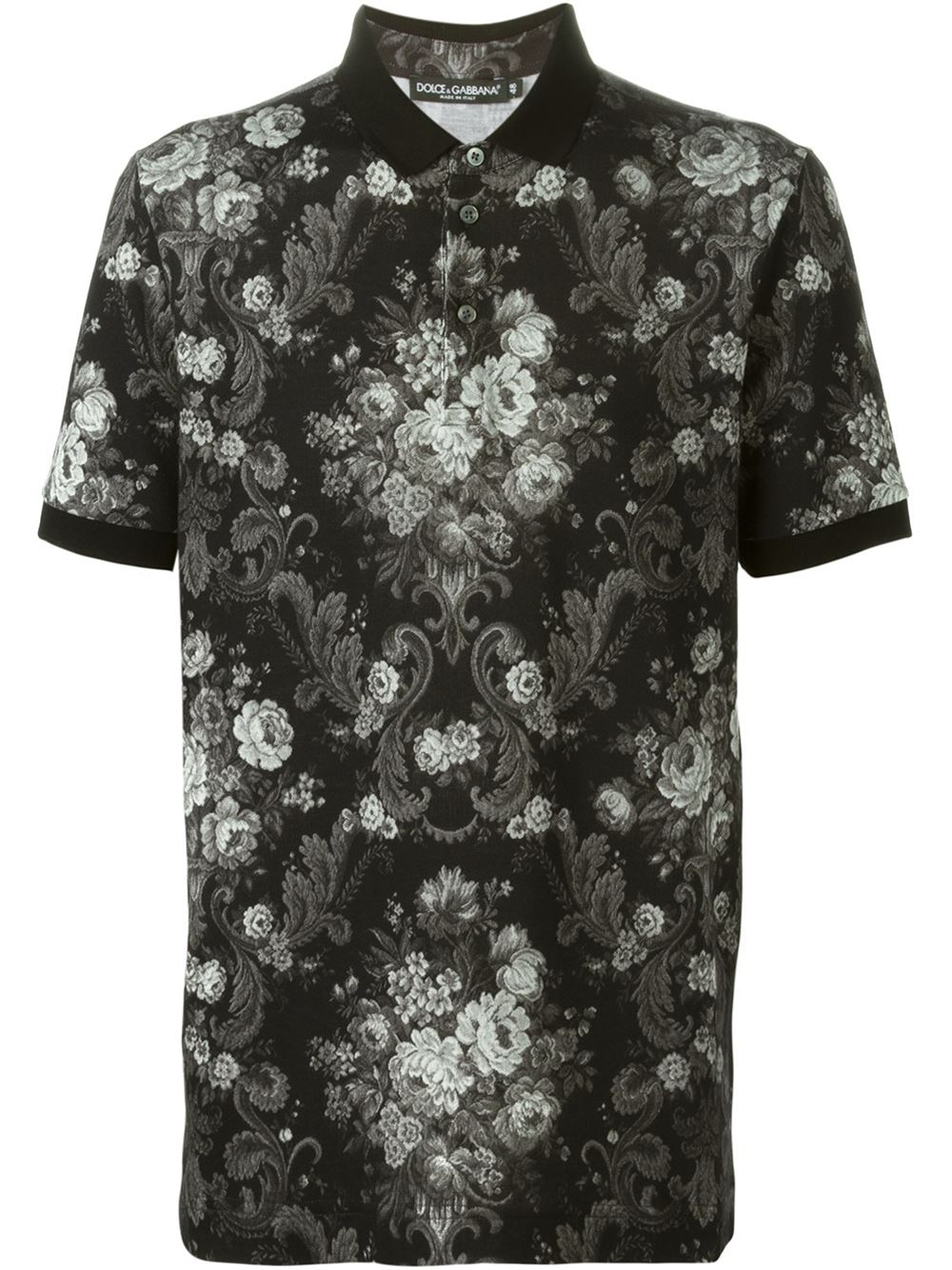 Dolce & gabbana Floral Baroque Printed Polo Shirt in Gray for Men (grey ...