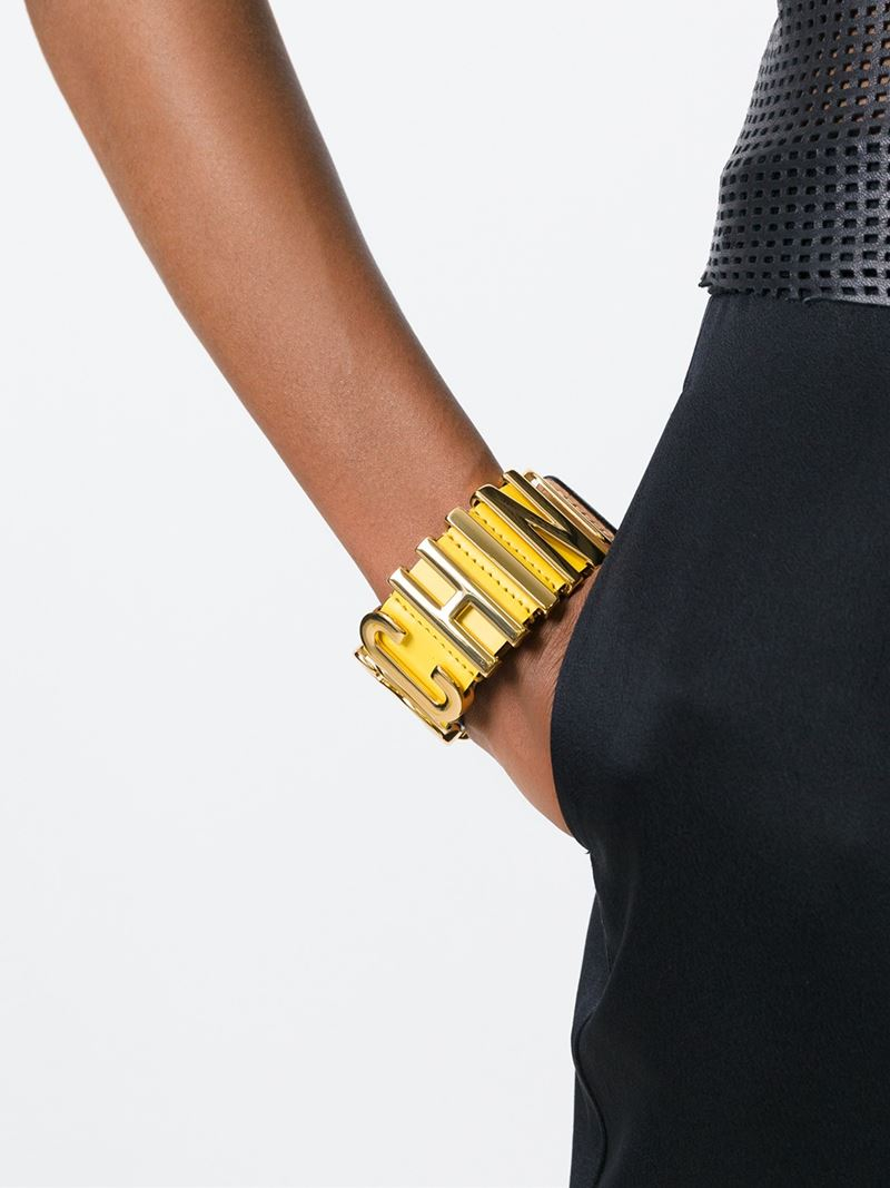 Lyst Moschino Logo Plaque Bracelet In Yellow Gallery