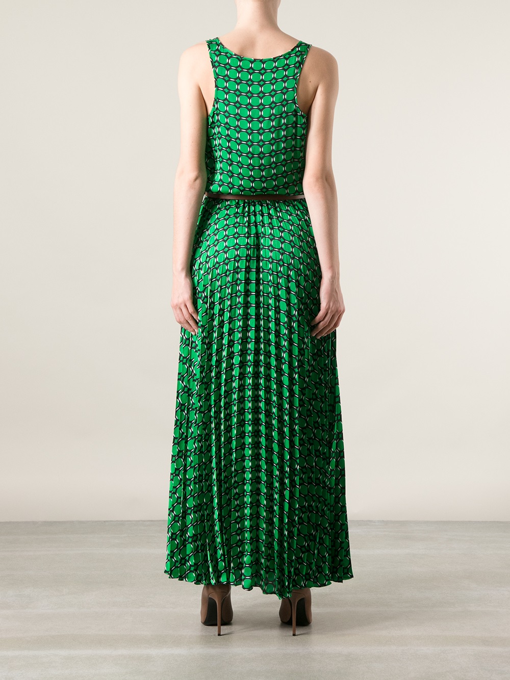 MICHAEL Michael Kors Belted Patterned Dress in Green - Lyst