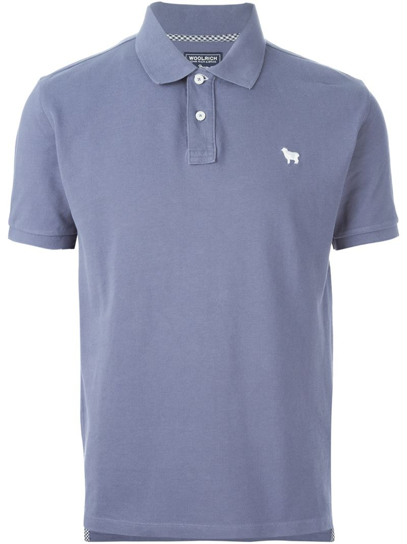 Woolrich logo embroidered polo shirt in blue for men lyst Woolrich logo embroidered polo shirt in blue for men lyst