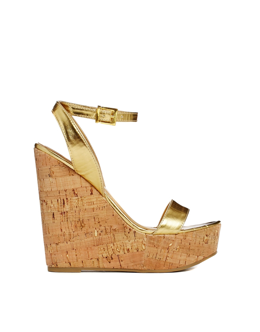 asos gold wedges