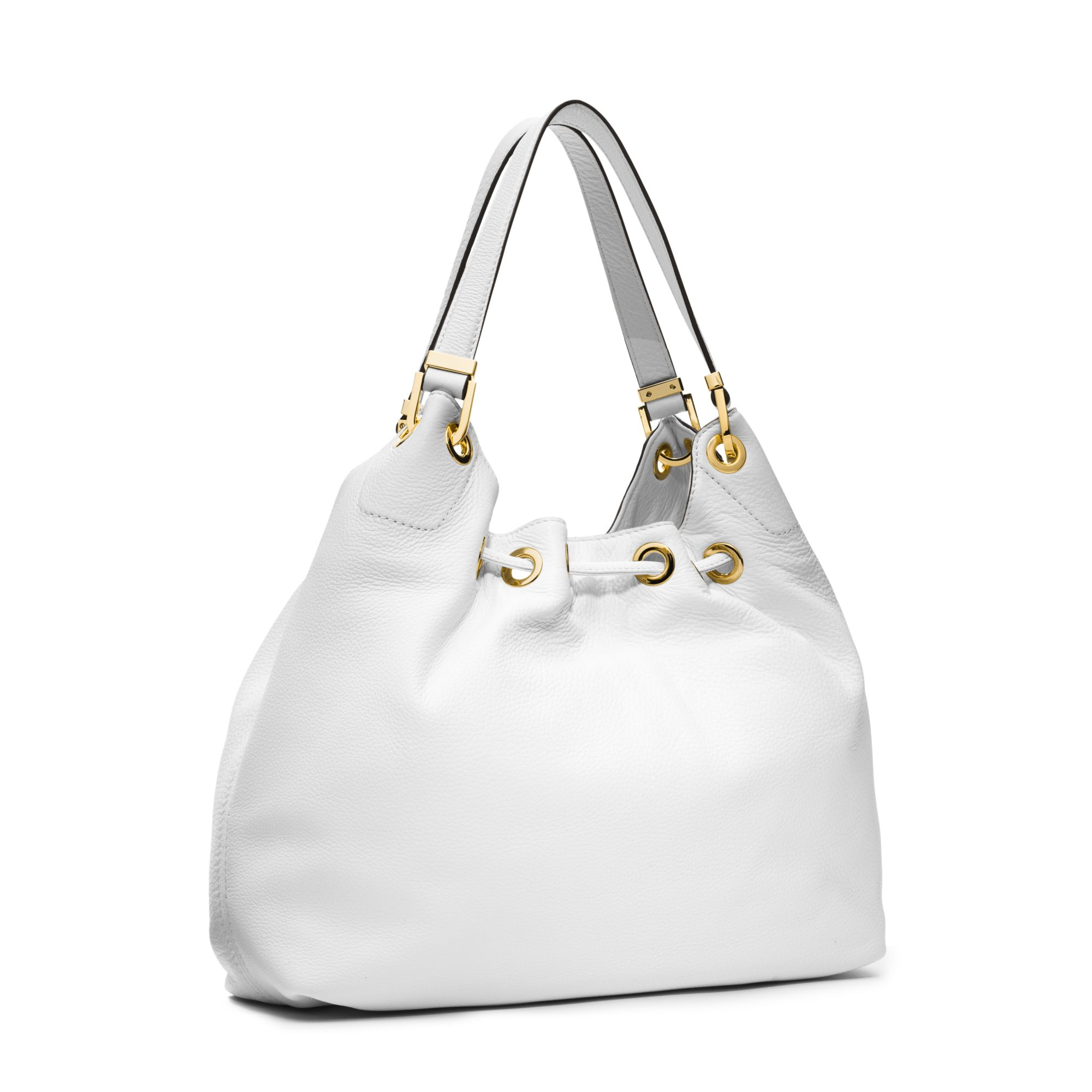 Michael Kors Camden Large Leather Shoulder Bag in White - Lyst