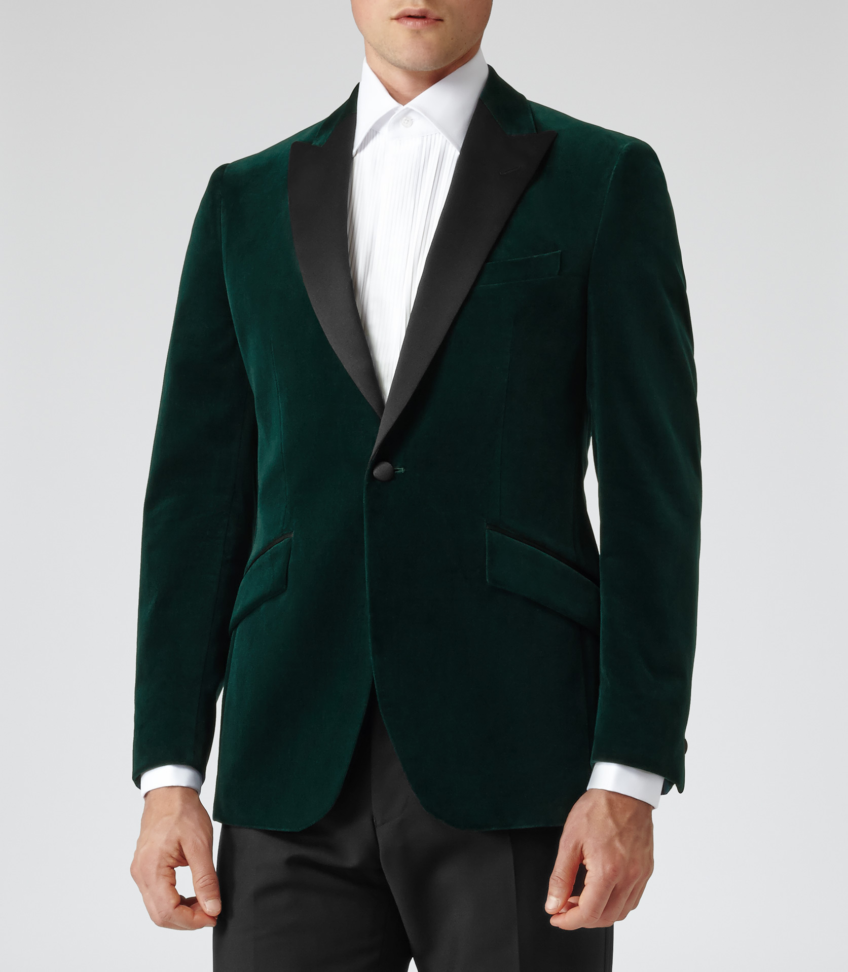 Reiss Jenson Slim-Fit Velvet Blazer in Dark Green (Green) for Men - Lyst