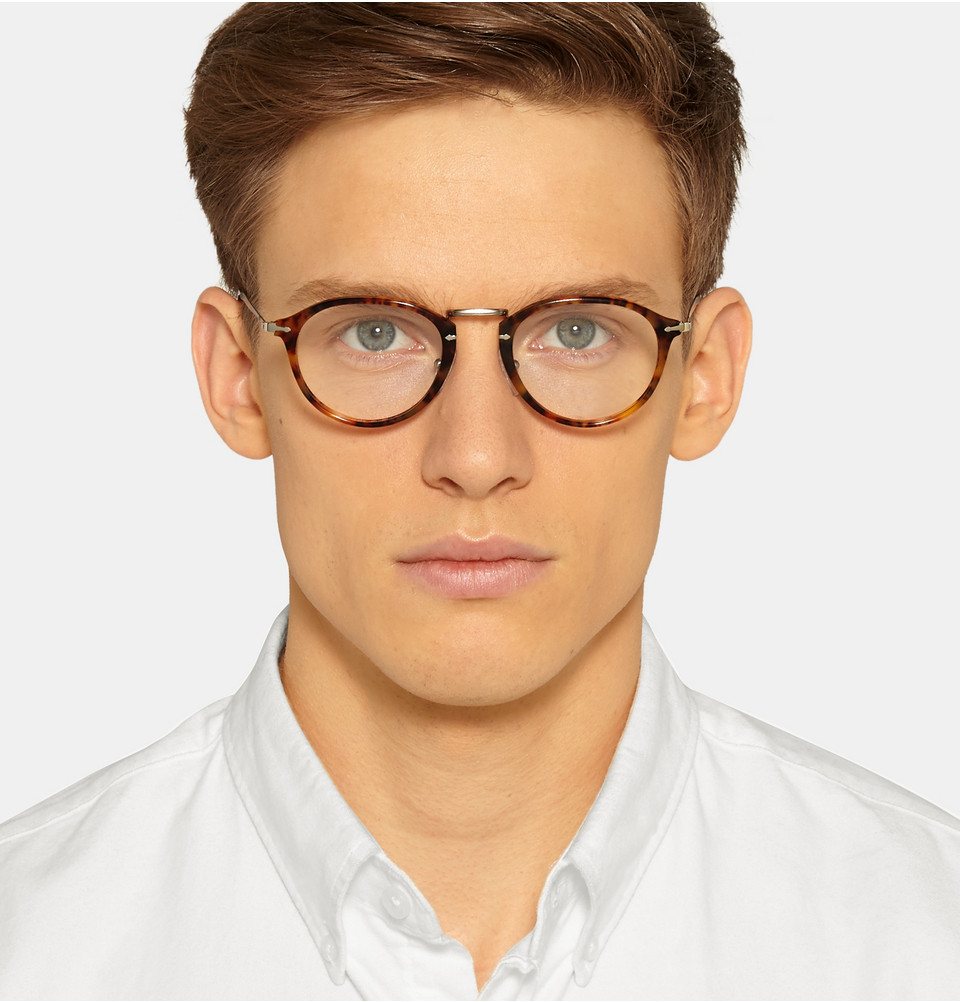 Persol Round-Frame Acetate And Metal Optical Glasses in Brown for Men | Lyst