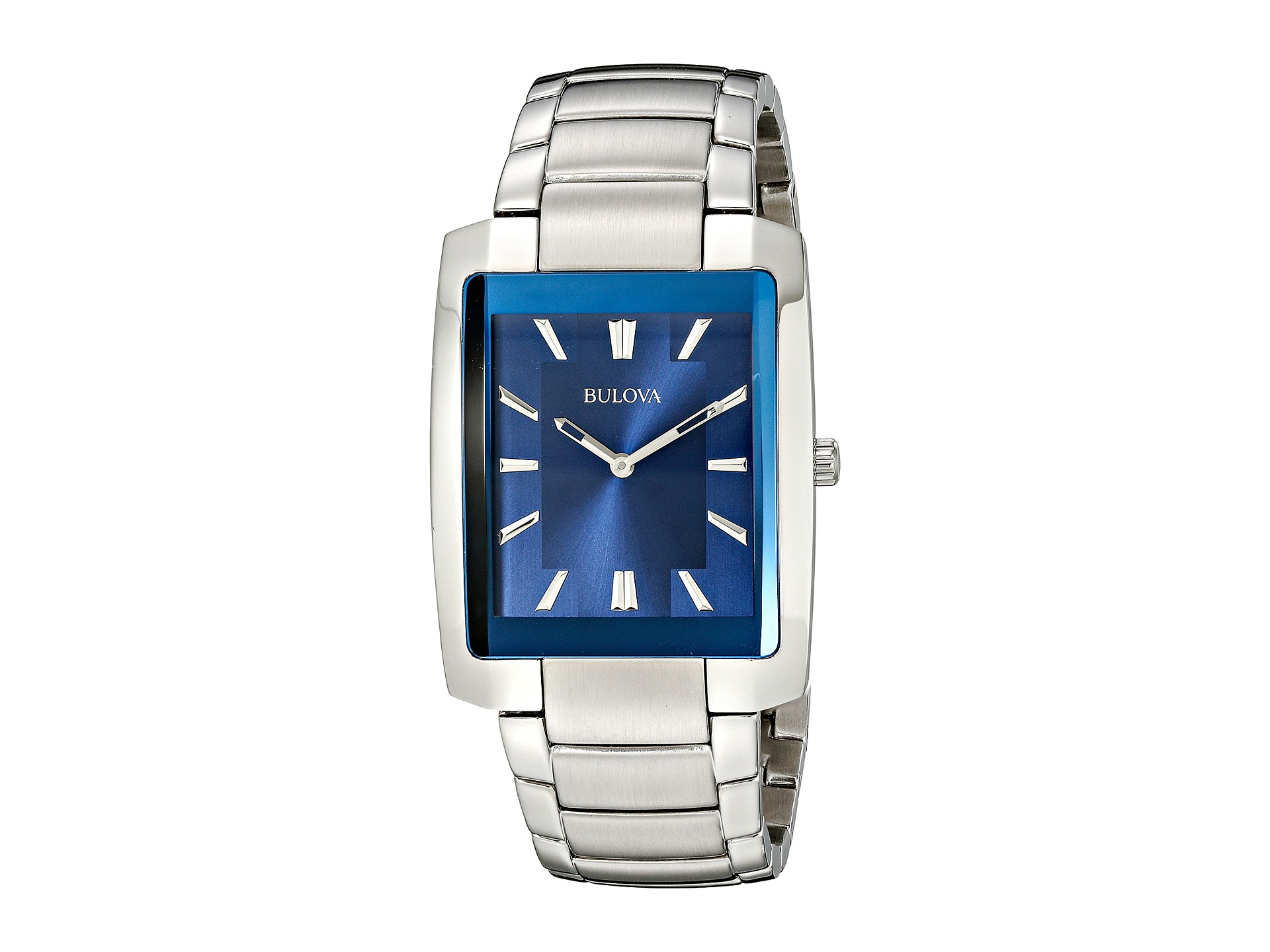 Bulova Men's Analog Display Quartz Silver Rectangular Wristwatch 96A169