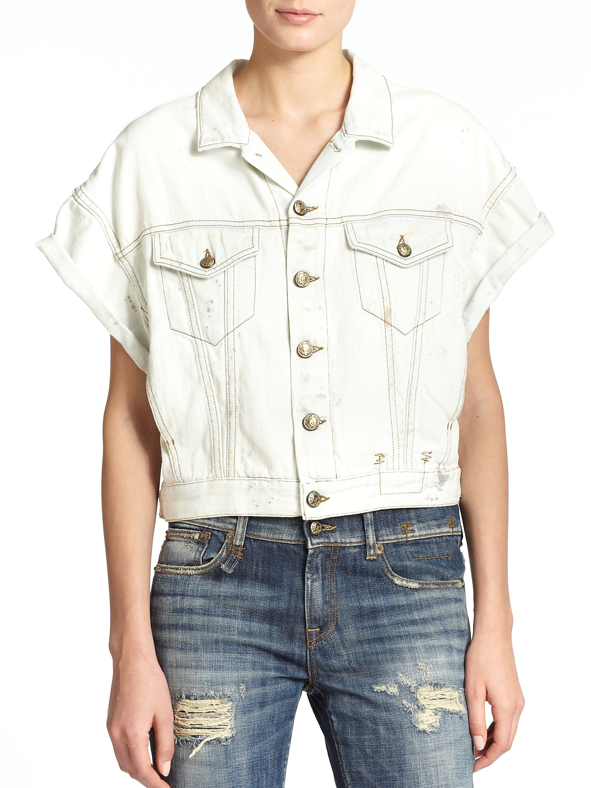 white denim jacket short sleeve