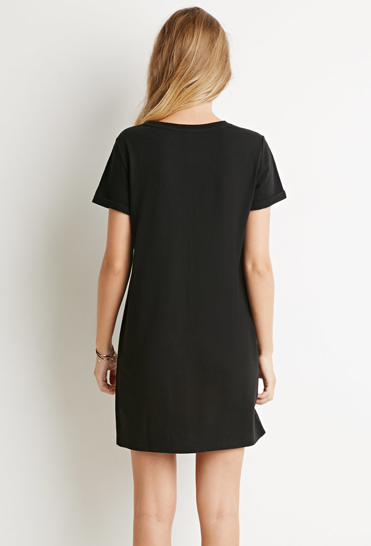 Forever 21 Cotton  T  shirt  Dress  in Black Lyst