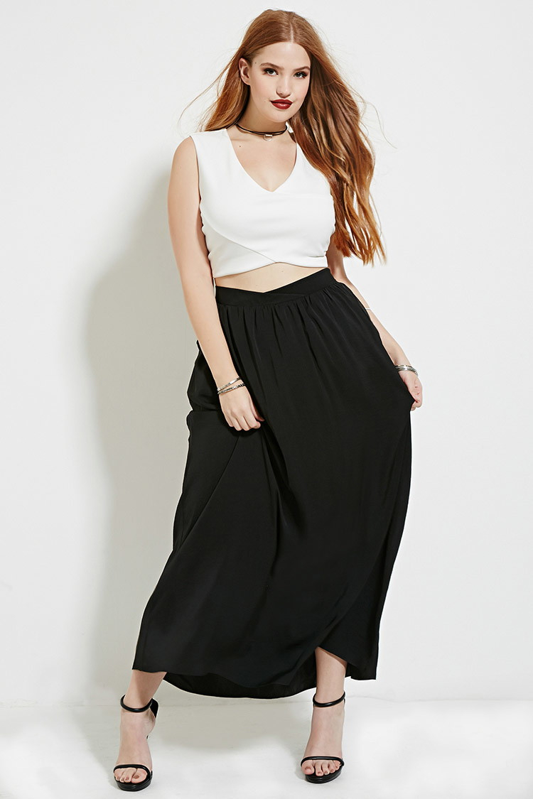 Forever 21 Plus Size Belted Maxi Skirt in Black | Lyst