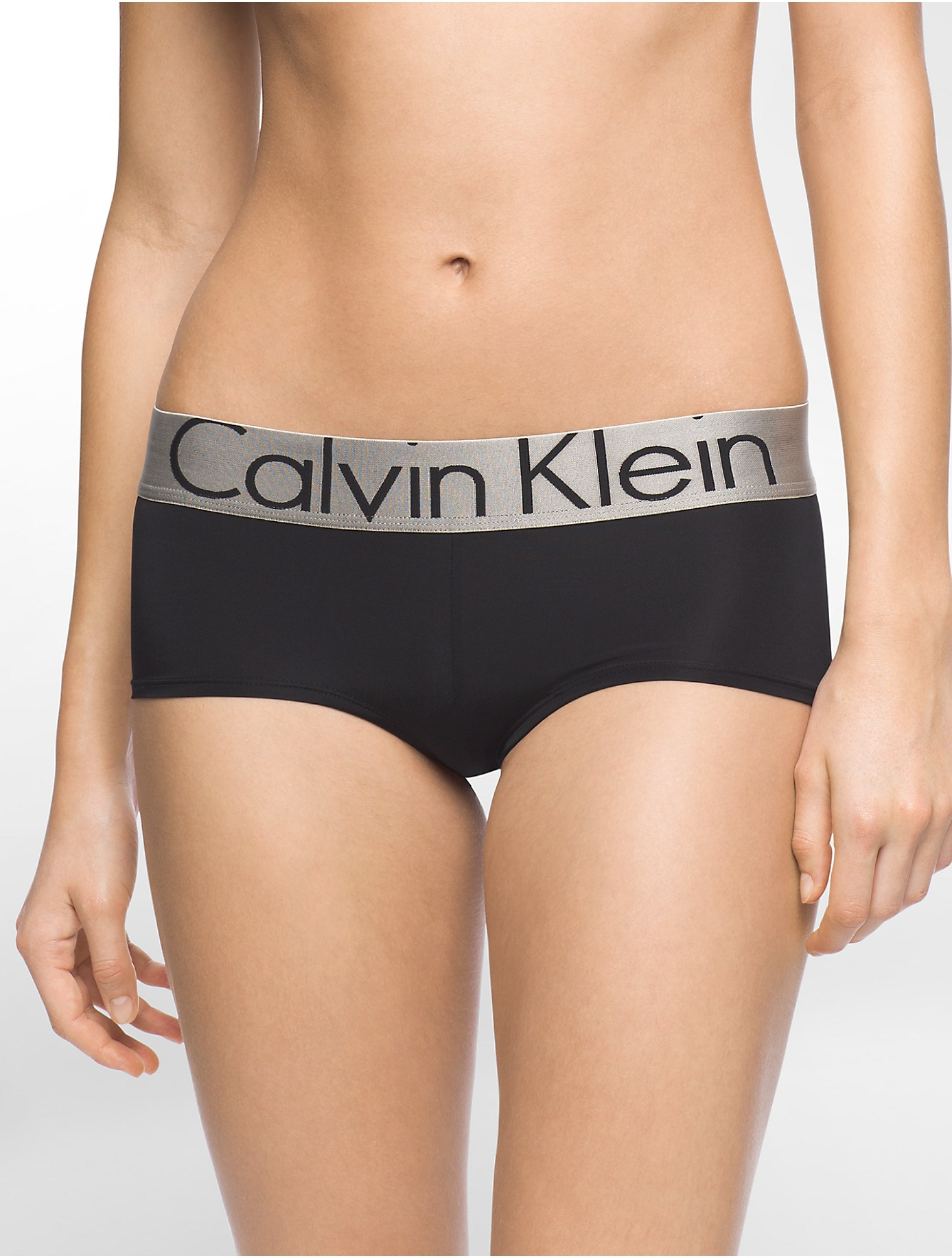 Calvin Klein Cotton Underwear Steel Microfiber Boyshort in Black - Lyst