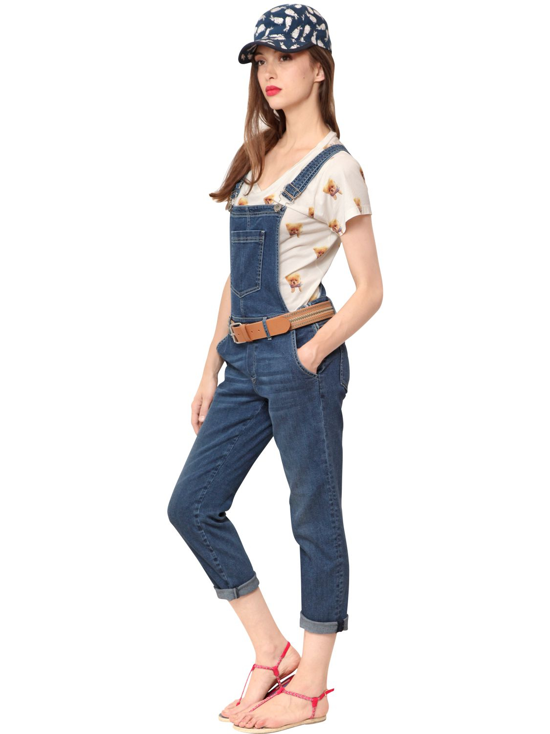 denim capri overalls