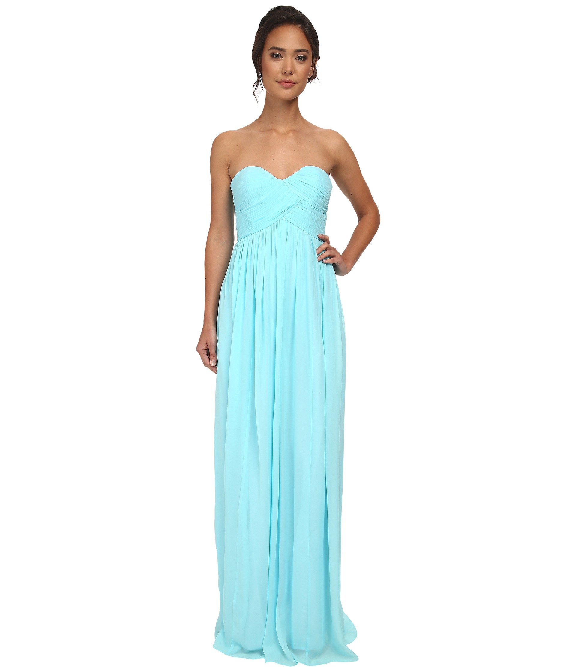 Donna Morgan Laura Long Chiffon Gown Dress in Blue (Gulfstream) | Lyst