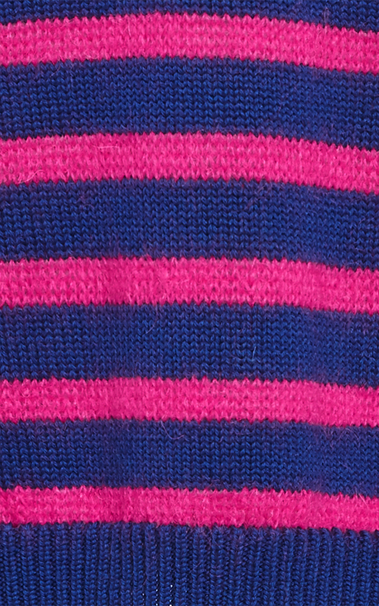 blue and purple striped sweater
