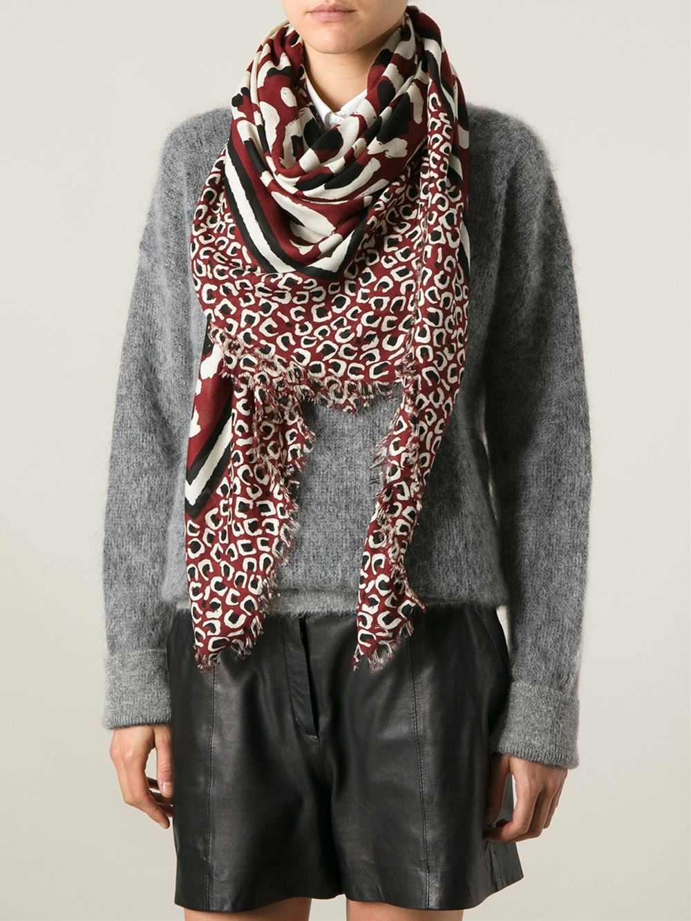 Gucci Leopard Print Scarf in Red Lyst
