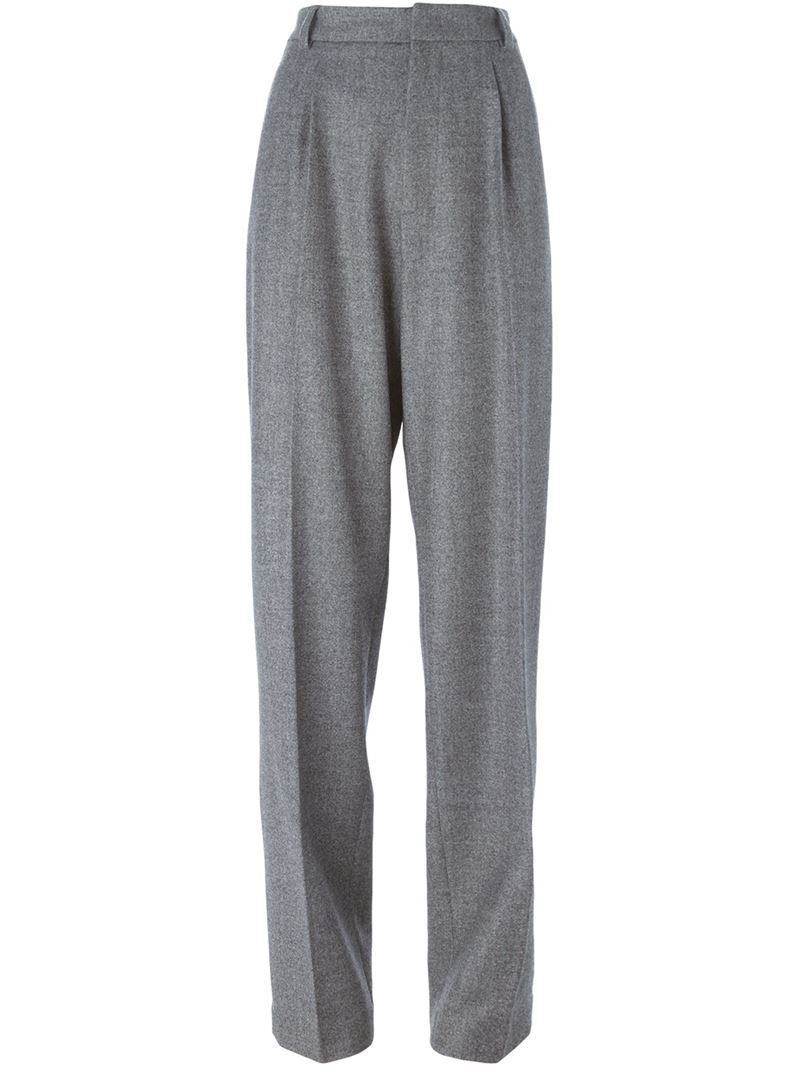 JOSEPH High Waist Pleated Trousers in Gray | Lyst