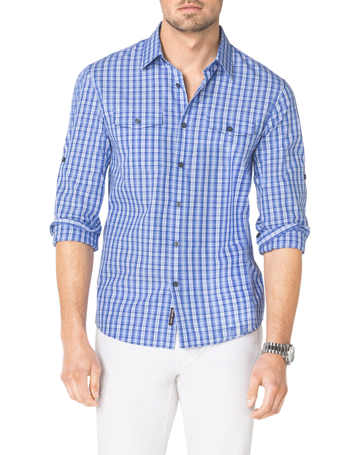 Lyst - Michael kors Multi-Check Two-Pocket Shirt for Men