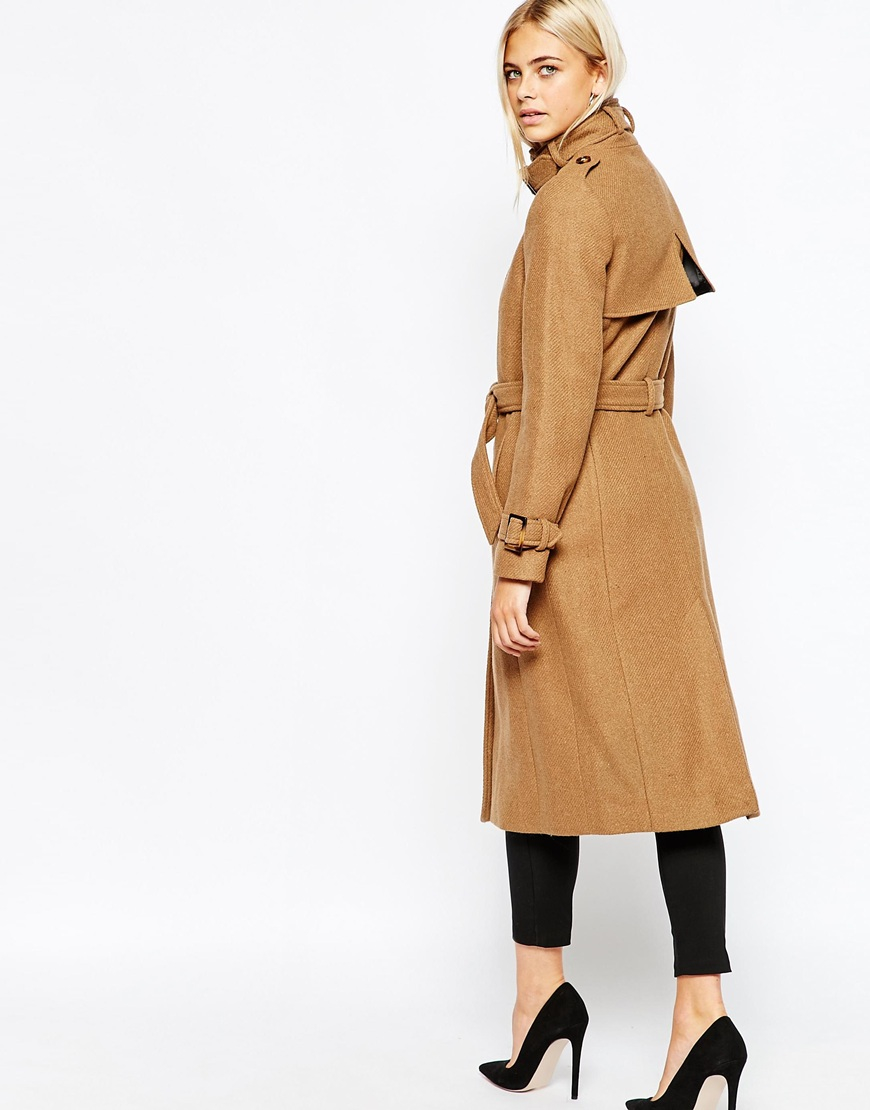 Oasis Military Trench Coat In Camel Natural Lyst