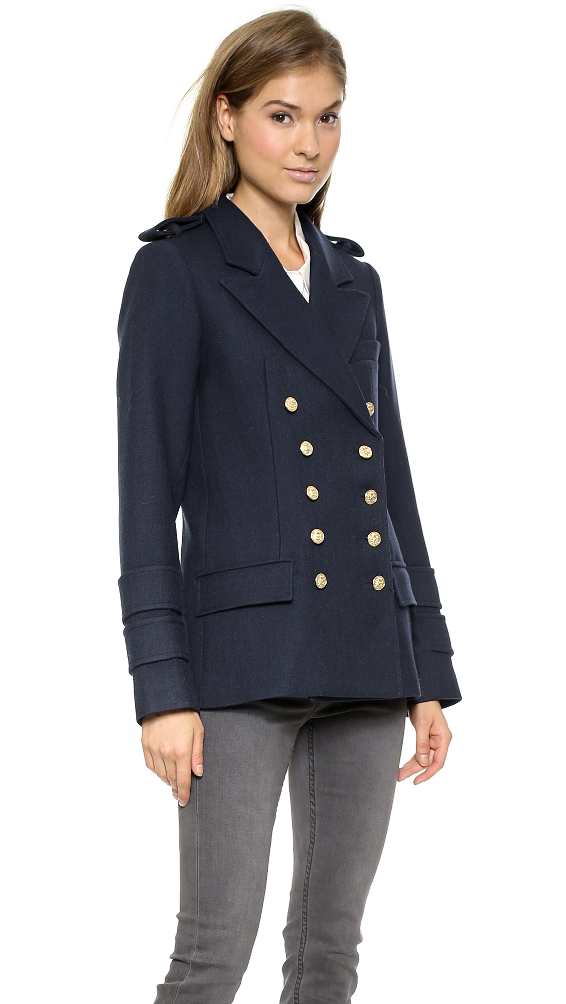 Smythe Military Pea Coat Dark Navy in Blue Lyst