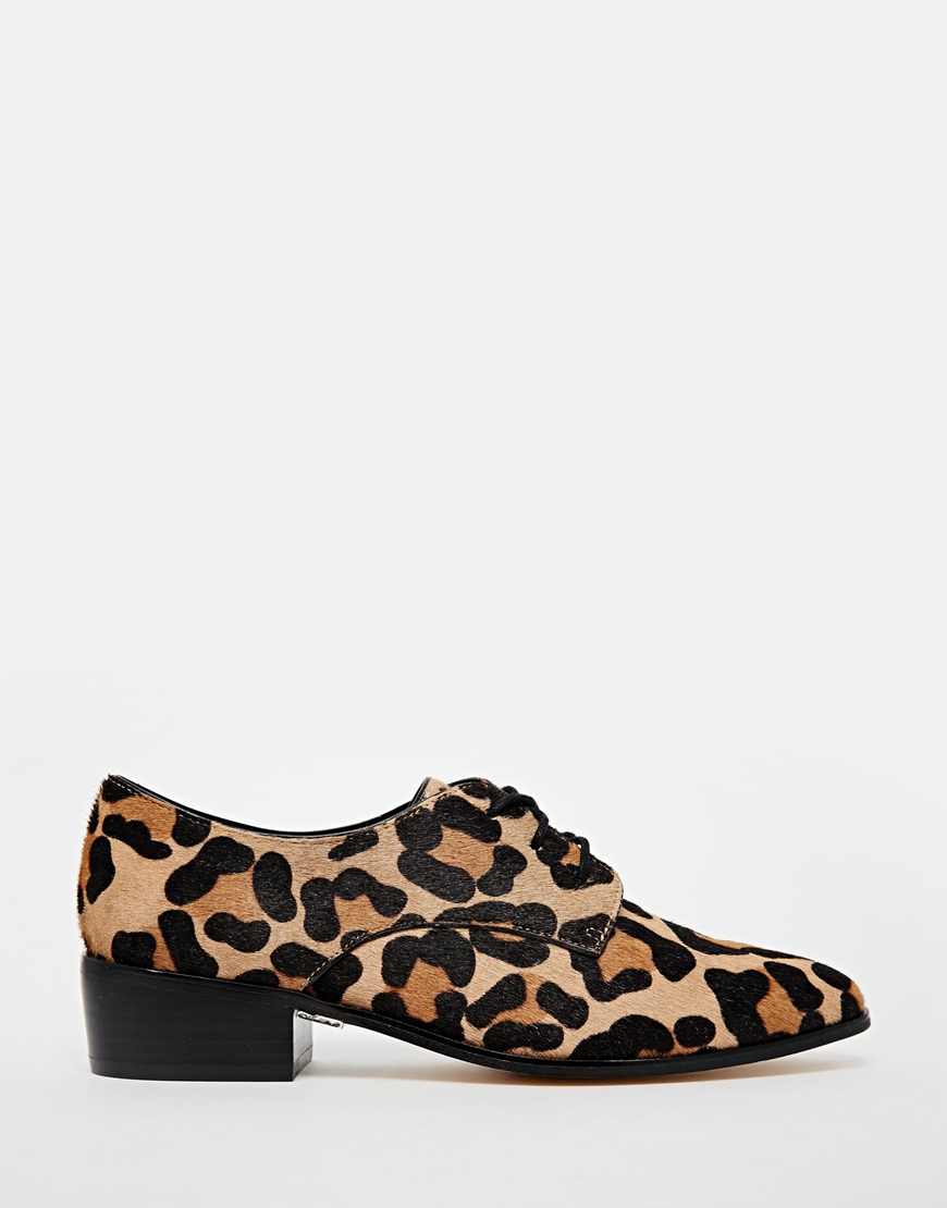 Lyst - Dune Loris Animal Print Pony Effect Brogue Flat Shoes