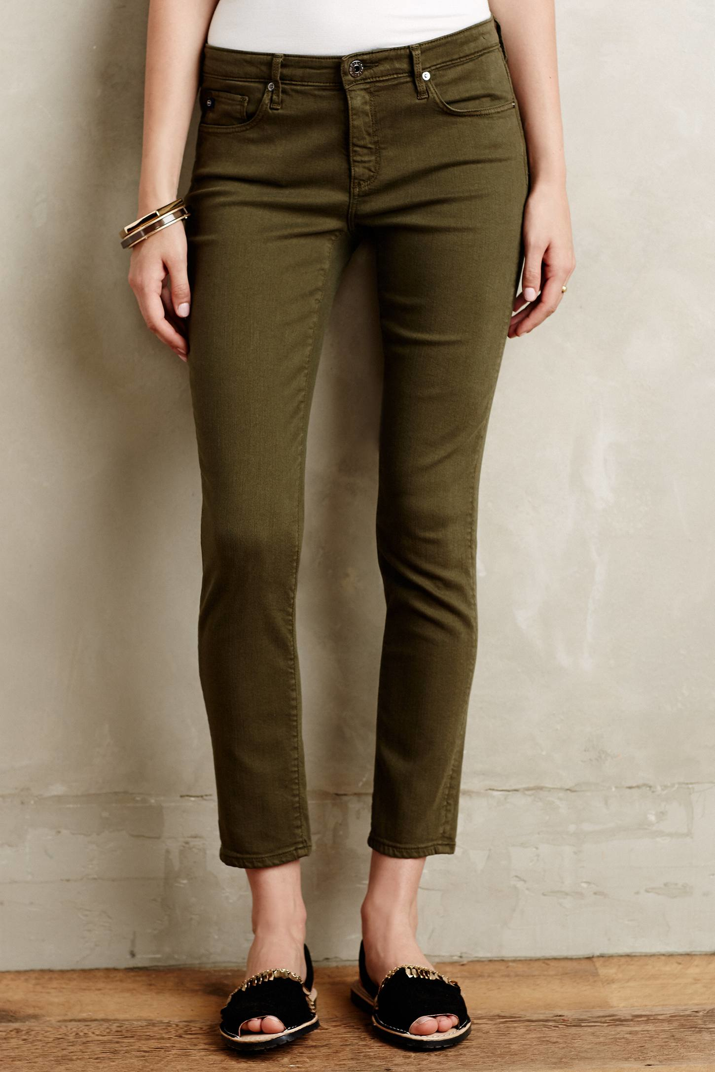 Ag Adriano Goldschmied Stevie Ankle Jeans in Green | Lyst