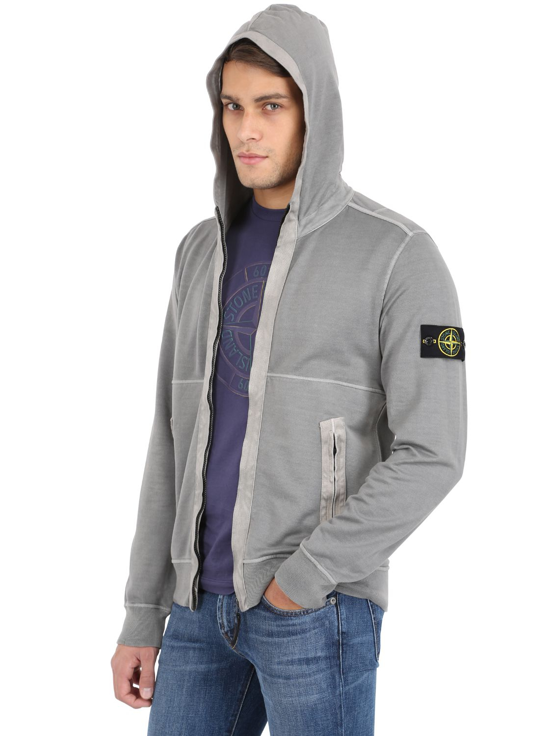 Stone Island Garment Dyed Light Fleece Zip Sweatshirt in Grey (Gray) for  Men - Lyst