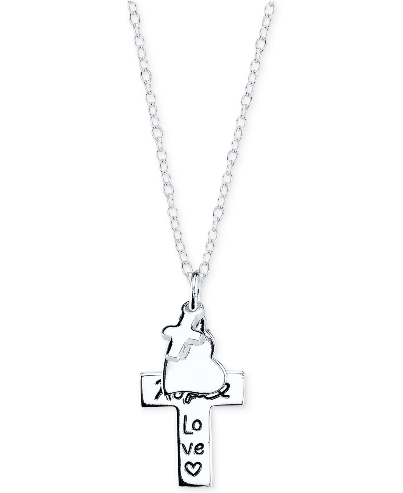 Macy's Faith, Hope, Love Pendant Necklace In Sterling Silver in