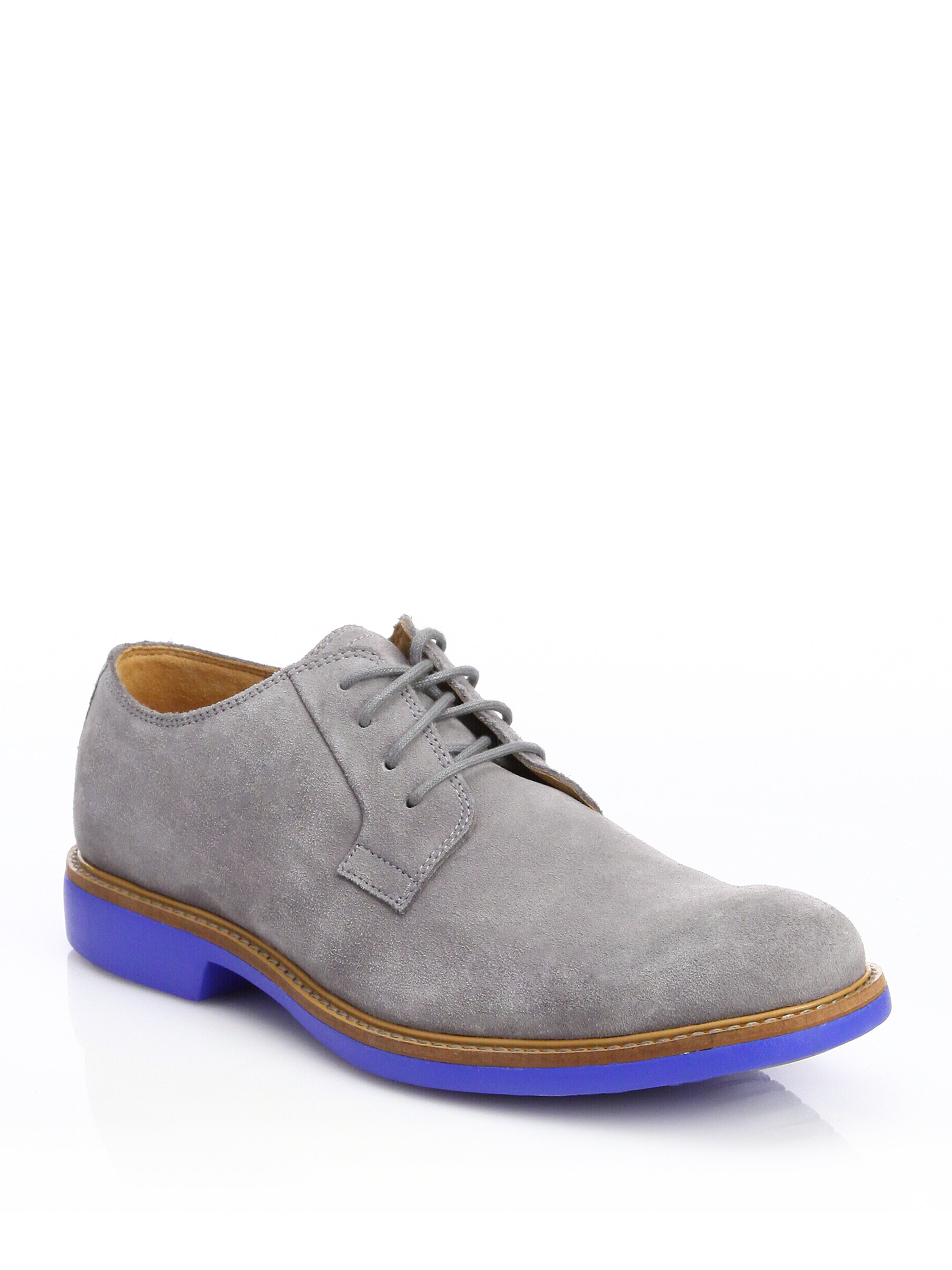 Cole Haan Great Jones Plain Suede Derby Shoes in Iron Stone (Gray) for Men - Lyst