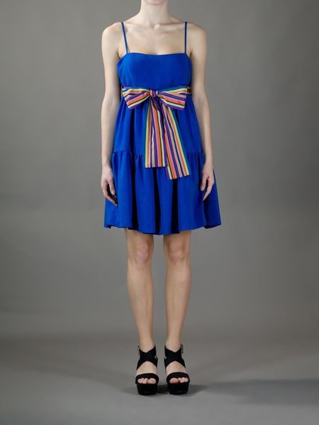 Red Valentino Striped Bow Dress in Blue | Lyst