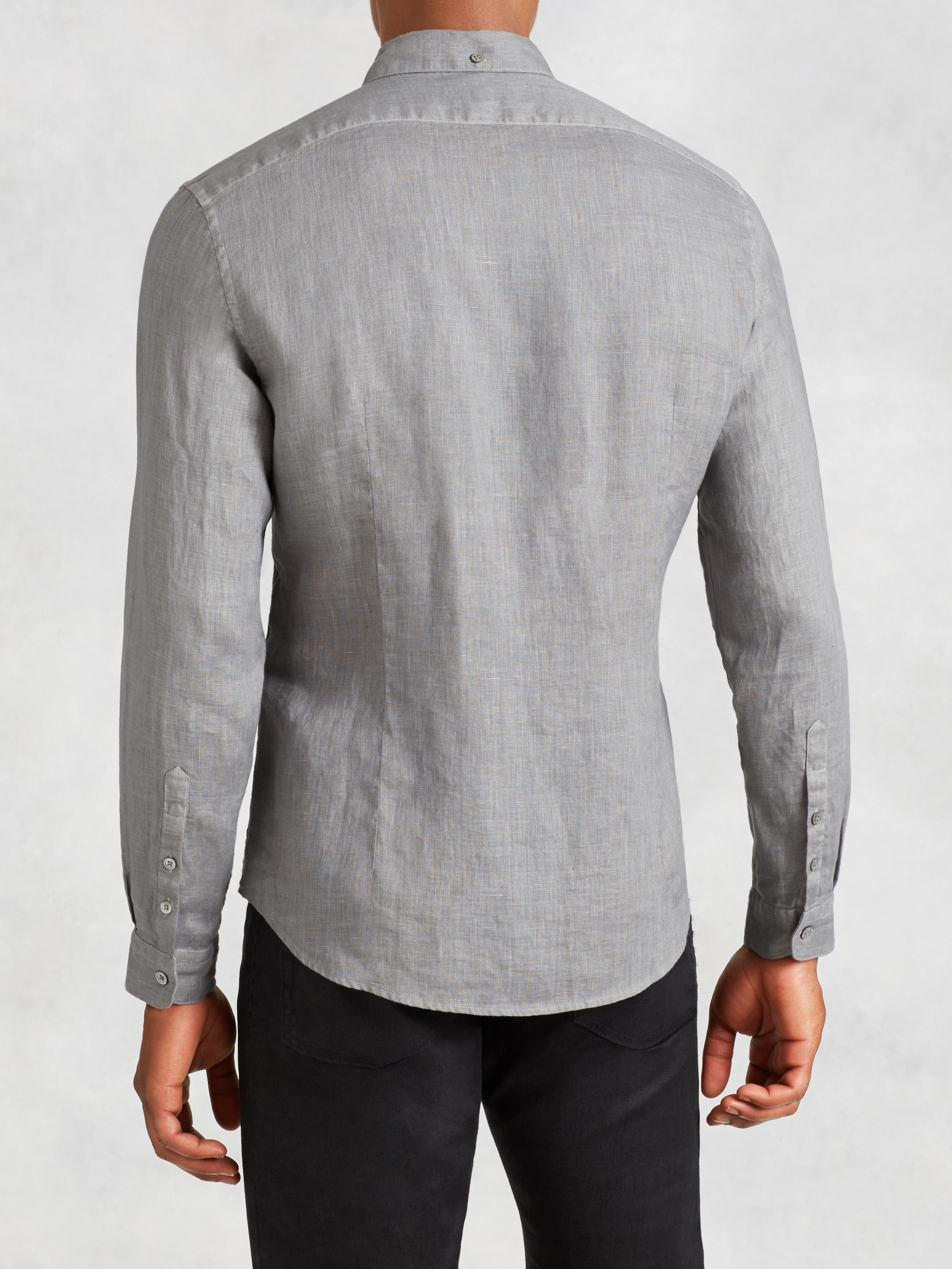 John Varvatos Linen Shirt in Carbon Grey (Gray) for Men Lyst