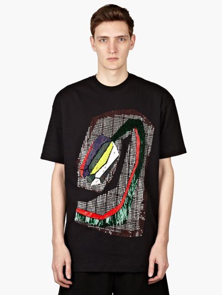 Raf Simons Oversized Embroidered Flower T-Shirt in Black for Men | Lyst