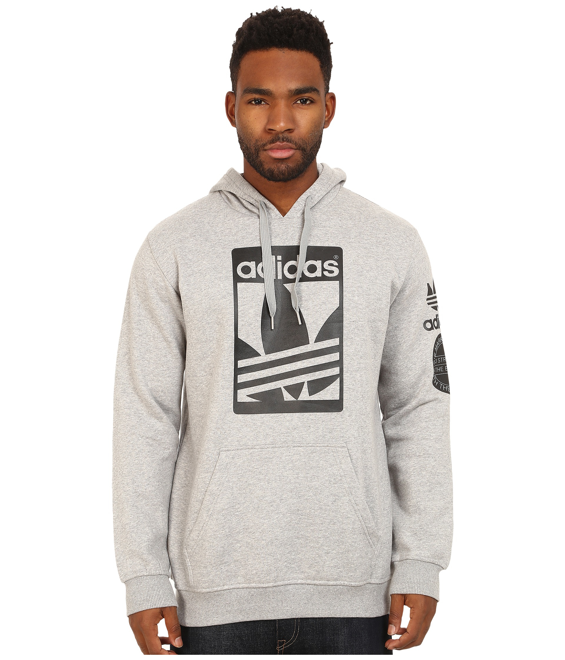 adidas men's original trefoil street graphic front pocket hoodie