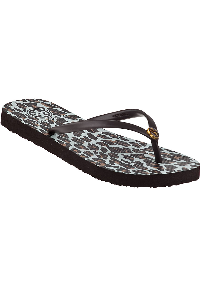 tory burch animal print flip flops