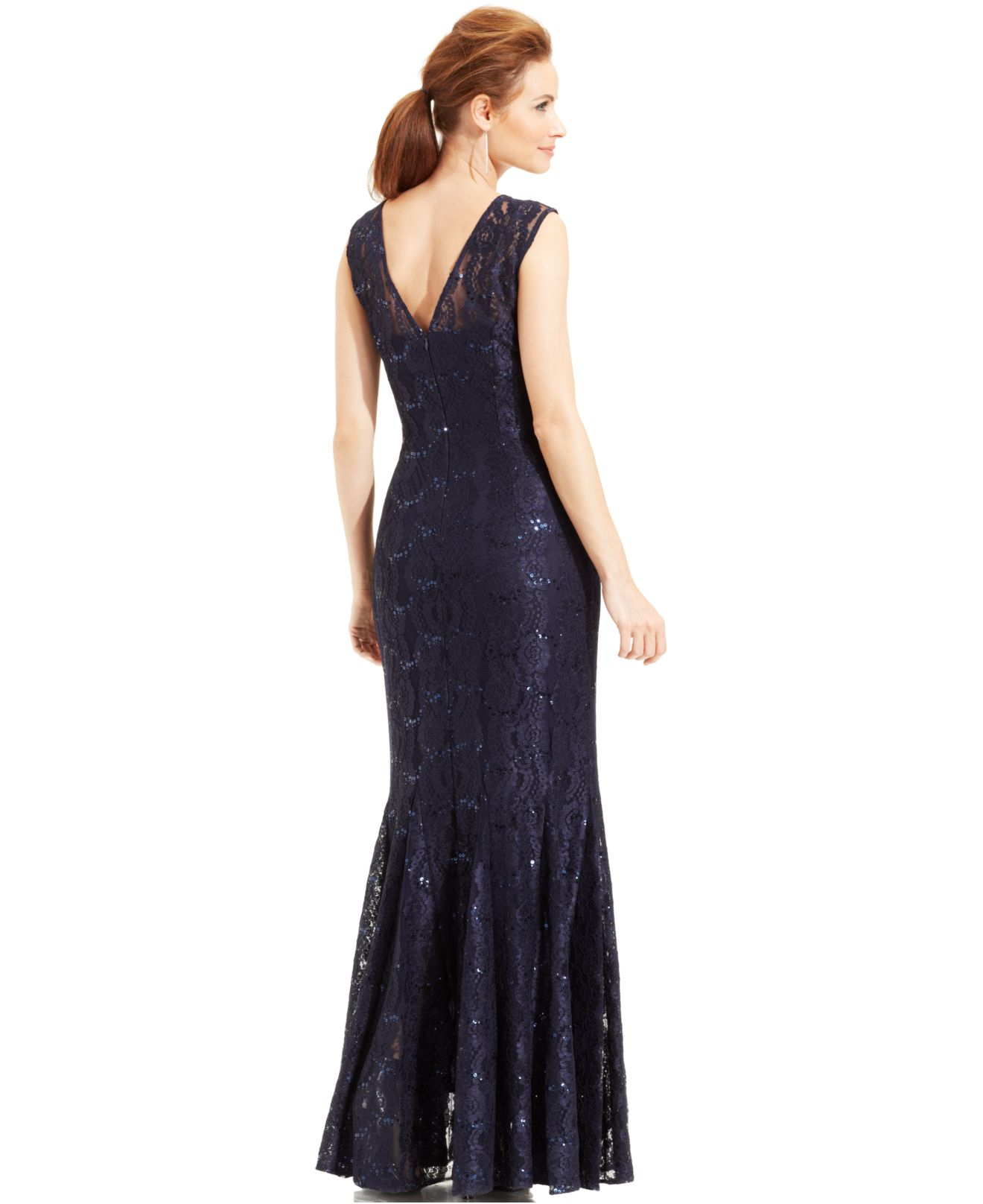 alex evenings sequined lace gown