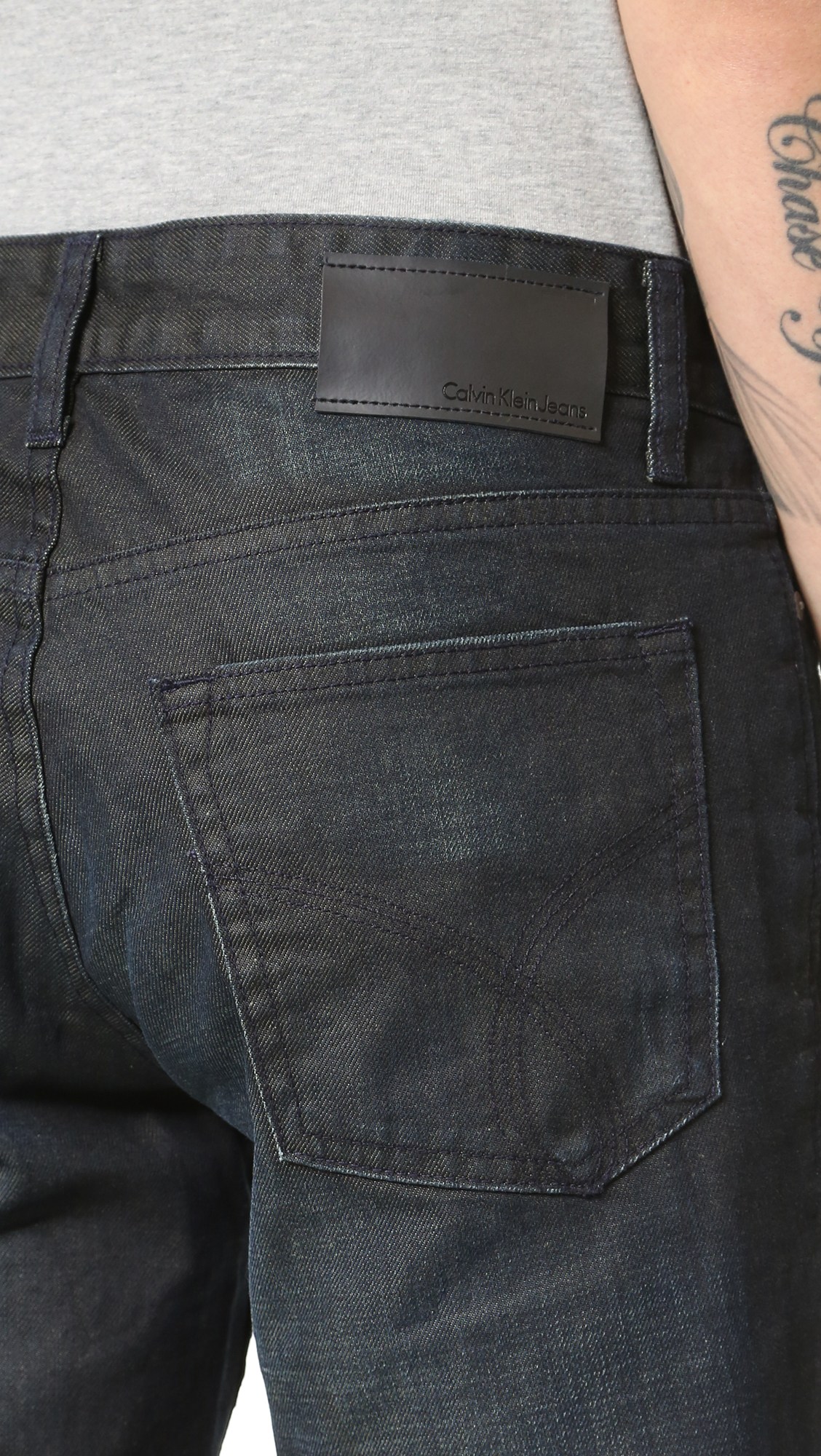 calvin klein slim straight black jeans