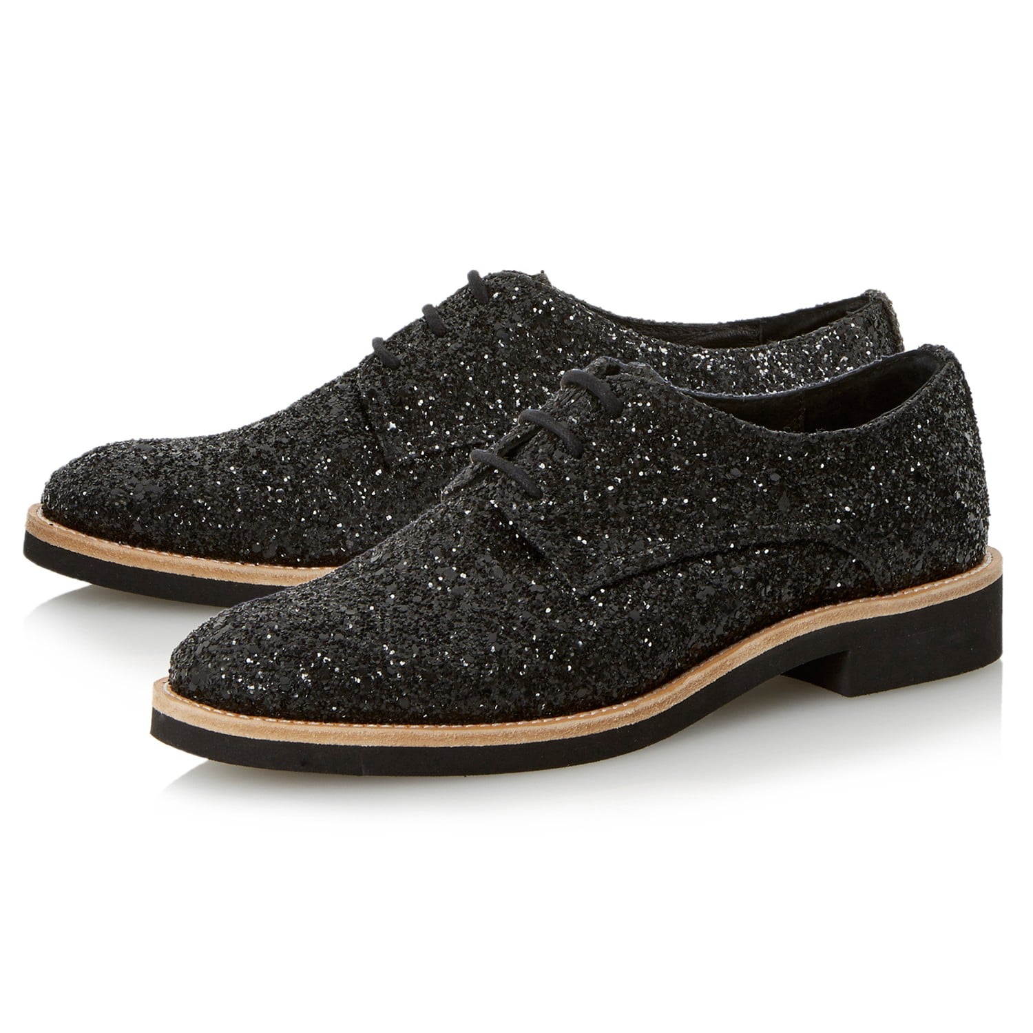 Dune Leni Glitter Brogues in Black 