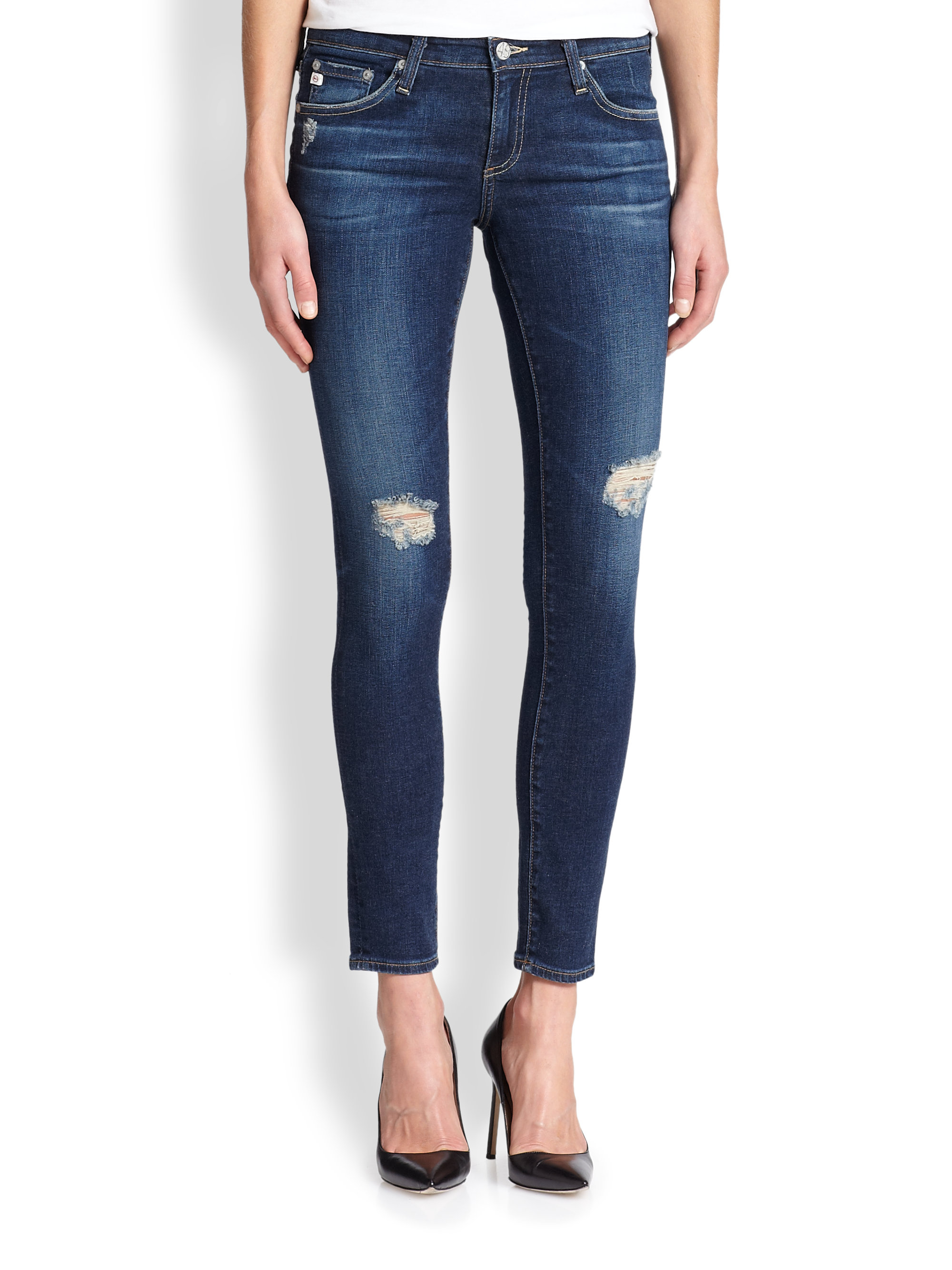 distressed ankle jeans