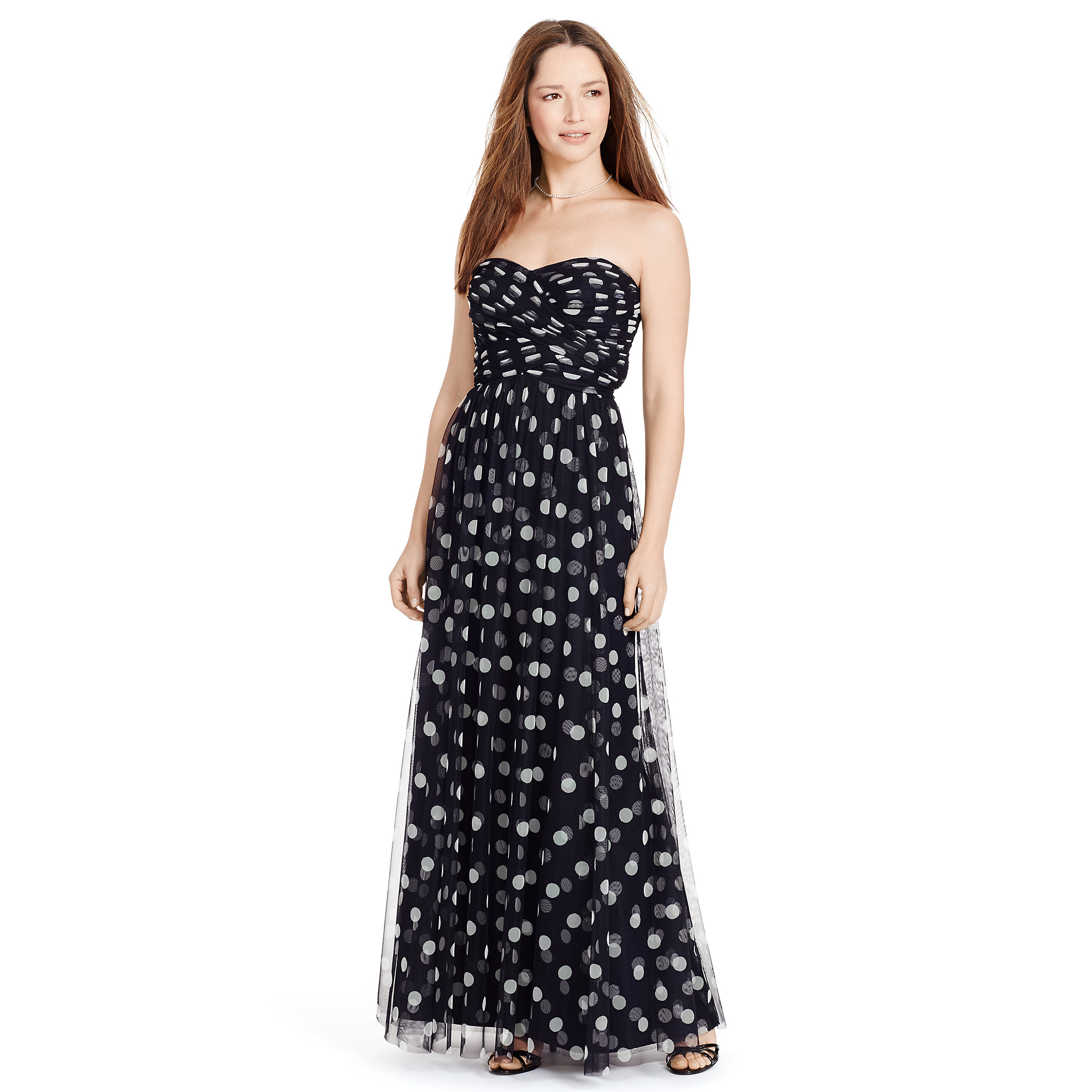 ralph lauren blue polka dot dress