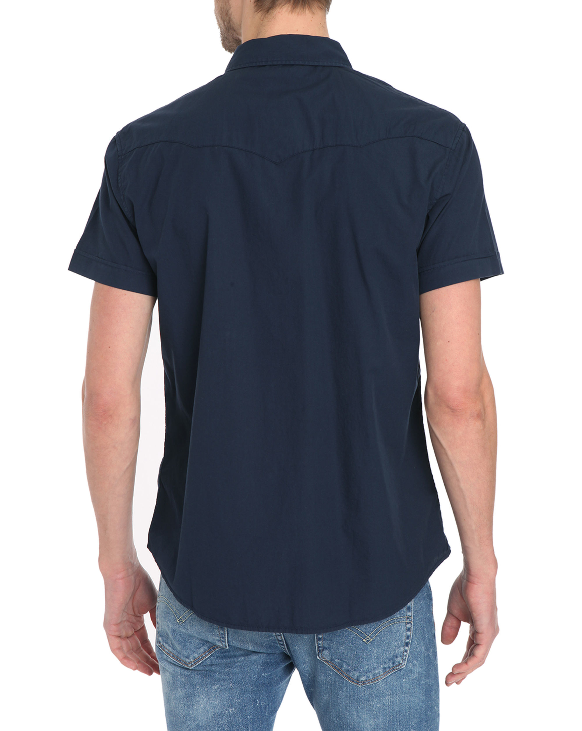 Wrangler Short Sleeve Navy Blue Shirt in Blue for Men | Lyst